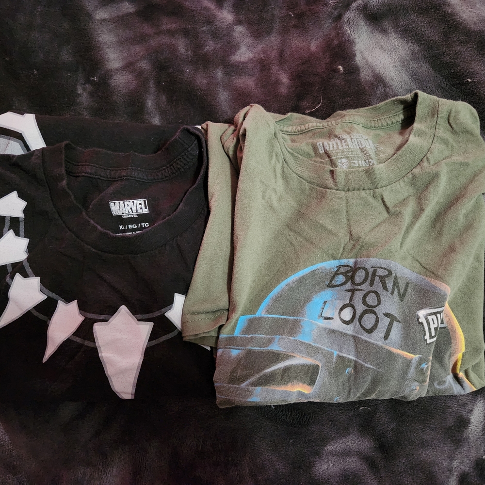 Marvel and PUBG Graphic T-Shirts - Black and Green